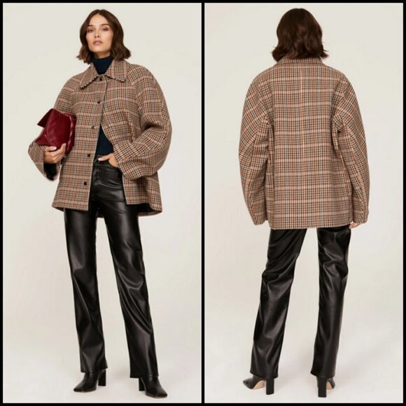 💕ALC💕 Lincoln Oversized Plaid Check Wool-Blend Coat ~ XL NWT - Picture 4 of 16